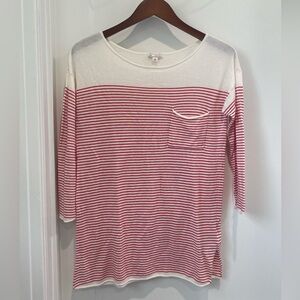 Gap red striped three quarter length boatneck shirt